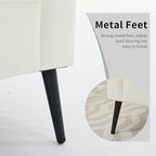 YISHENG Mid-Century Modern Living Room Accent Chairs Set of 2 - Oversized Faux Leather Armchairs with Removable Cushions & Metal Legs, Comfortable Sofas for Office/Lounge/Bedroom/Reception,Cream