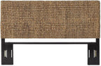 Headboard Coastal Design Handwoven Seagrass Matte Black Feet Rustic Decor King