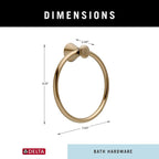 Delta Lahara (1-Pack) Hand Towel Holder Champagne Bronze Towel Racks for Bathroom Wall Round Towel Ring Holder for Bath Towel Hanger for Kitchen, Bathroom Accessories 73846-CZ
