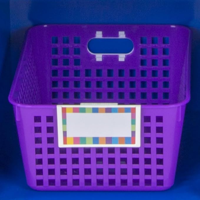 Really Good Stuff Large Plastic Book Baskets, 13.25" by 10" by 5.5" - 12 Pack, Rainbow Color, Classroom Library Organizer, Toy Storage, Multi-Purpose Organizer Basket