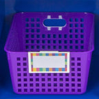 Really Good Stuff Large Plastic Book Baskets, 13.25" by 10" by 5.5" - 12 Pack, Rainbow Color, Classroom Library Organizer, Toy Storage, Multi-Purpose Organizer Basket