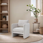 Modern Accent Barrel Chair, Single Sofa Chair with Removable Back Pillow, Comfy Chenille Upholstered Reading Accent Chair Lounge Armchair for Bedroom Living Room, Beige