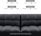 mopio 76.4" Futon Sofa Bed, Couch, Loveseat, Sleeper Sofa, Mid Century Modern Futon Couch, Sofa Cama, Couches for Living Room (Aaron PU, Midnight Black)