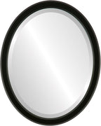 OVALCREST Oval Beveled Wall Mirror for Home Decor - Toronto Style - Matte Black - 18" x 14"