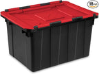 Sterilite 18-Pack 12 Gallon Hinged Lid Industrial Tote, Heavy-Duty Plastic Organizer - Stackable Multipurpose Home Storage Bins with Contoured Handles for Garage, Basement or Attic Organization