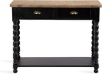 Kate and Laurel Rutledge Vintage Wooden Console Table with Shelf; 40 x 14 x 33; Hazelnut and Black; Traditional Wood Entryway Table with Drawers and Decorative Turned Legs for Entry Storage Options
