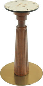 Sintered Stone Office Table - 33.5" Round Table for Small Offices (Light Brown Leg and White Top, 1 Table Only)