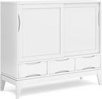 SIMPLIHOME Harper Solid Wood 48 inch Storage Cabinet in Teak Brown (Set of 2) for The Living Room, Entryway and Family Room