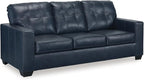 Signature Design by Ashley Santorine Classic Leather Match Tufted Sofa, Blue