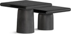 SIMPLIHOME Zachary Coffee Table 2-Piece Set - 42 inch Wide Cast Aluminum Square Living Room Tables in Graphite and Black Nickel, Contemporary Nesting Center Table Set with Flexible Style, Assembled