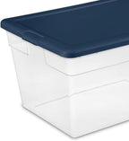 Sterilite 8-Pack Storage Box, Plastic Container Bins with Lids, 56 Quart, Marine Blue - Heavy-Duty Organizing Containers for Closet, Bathroom, and Office