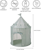 3 Sprouts Kids Play Tent - Sustainable Recycled Fabric – Fun Spacious Childs Playhouse for Indoor Games for Boys & Girls - Durable Fort Pop Up House for Toddlers & Children Age 3-10 - Green