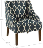 Homepop Home Decor | Upholstered Classic Swoop Arm Accent Chair | Accent Chairs for Living Room & Bedroom | Decorative Home Furniture, Dark Navy Geometric