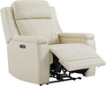 Watson & Whitely Genuine Leather Electric Recliner Chairs for Adults, Lay Flat Recliner with Power Headrest & Chargers for Living Room, Cream