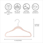 3 Sprouts Velvet Baby Hangers - Non-Slip Hanger for Infant, Toddler, Baby Clothes - Closet Kids Hangers with Slim Design, Nordic Colors, Pack of 30 - Pink