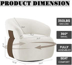 Swivel Barrel Accent Chairs-Modern Round Club Arm Chair Upholstered Living Room Armchair, Single Sofa Seating Bedroom Side Reading Seat for Living Roon Office (White,1 Pack)