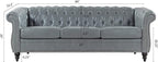 LEVNARY Chesterfield Sofa, Classic Tufted Upholstered Leather Couch, Modern 3 Seater Couch Furniture with Tufted Back for Living Room Office (Gray)