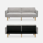 mopio 76.4" Futon Sofa Bed, Couch, Loveseat, Sleeper Sofa, Mid Century Modern Futon Couch, Sofa Cama, Couches for Living Room (Light Gray Fabric)
