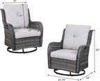 HUMMUH 5 Pieces Outdoor Furniture Patio Furniture Set Wicker Swivel Patio Chairs with 2 Seater Outdoor Sectional Sofa/Patio Loveseat with Ottomans