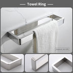 YACVCL 4-Piece Bathroom Hardware Accessories Set Polished Chrome Towel Bar Set Square Towel Holder Kit Stainless Steel Wall Mounted
