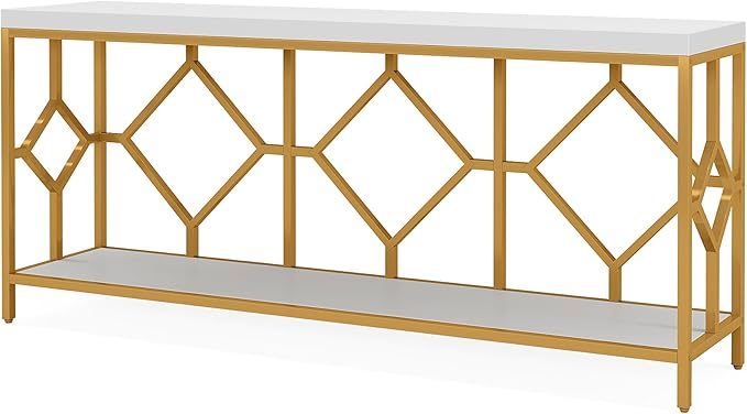 Tribesigns 71 Inch Extra Long Sofa Table, Narrow Long Sofa Console Tables Behind Couch Table with Open Storage Shelf