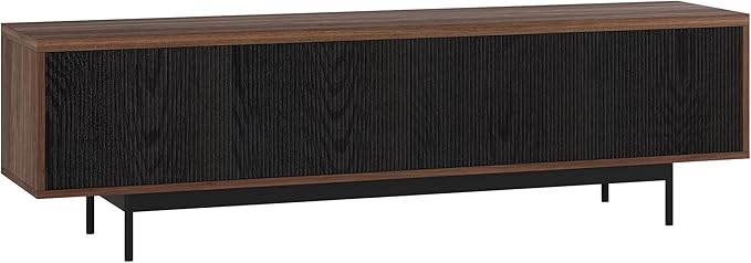 Henn&Hart Rectangular TV Stand for TV's up to 75" in Medium Walnut/Natural Black, for Home, Living Room, Bedroom, Entertainment Room, Office