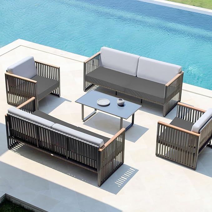 Easy-Going Waterproof Patio Cushion Covers ONLY Cover 27x25x5 inch 4 Pack Replacement Non-Slip Outdoor Seat Cushion Slipcover with Zipper. Dark Gray