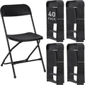 40 Pack Black Plastic Folding Chairs, Portable Stackable Commercial Party Folding Chairs with Steel Frame 350lbs for Home Office Outdoor Indoor Office Wedding Party Events