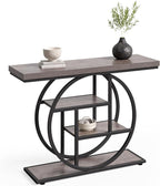 Little Tree Console Table, 4-Tier Entryway Table Behind Couch Table, 41.3-Inch Farmhouse Sofa Table for Living Room, Foyer Hallway Table for Entrance, Grey and Black