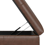 SIMPLIHOME Gabbie 36 inch Wide Contemporary Square Square Coffee Table Storage Ottoman in Distressed Chestnut Brown Vegan Faux Leather, Assembled, for The Living Room, Entryway and Family Room