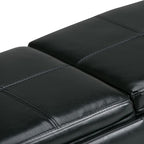 SIMPLIHOME Avalon 42 inch Wide Contemporary Rectangle Storage Ottoman in Midnight Black Vegan Faux Leather, Assembled, For the Living Room, Entryway and Family Room