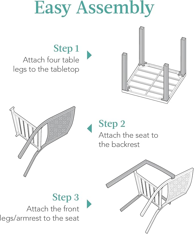 Best Choice Products 3-Piece Outdoor Bistro Set, Stackable Modern Steel Furniture for Porch, Garden w/ 2 Chairs, Table, Geometric Decor - Peacock Blue