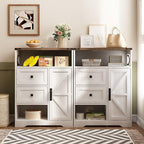 Fameill White Farmhouse Storage Cabinet with 2 Drawers & Shelves,Freestanding Kitchen Cabinet with Doors,Floor Storage Organization for Living Room,Bathroom,Laundry