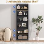 75" Tall Bookshelf & Bookcase Set of 2, 6-Tier Adjustable Storage Shelves, Book Shelf with Anti-Tipping Device, Floor Standing Modern Display Rack for Living Room, Bedroom, Office, Black