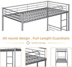 Merax Twin Over Twin Metal Bunk Bed with Ladder and high Guardrail, Able to Split, Storage Space, No Box Spring Needed, Noise Free,Silver