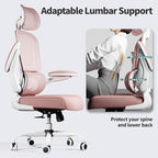 TRALT Office Chair Ergonomic Desk Chair, 330 LBS Home Mesh Office Desk Chairs with Wheels, Comfortable Gaming Chair, High Back Office Chair for Long Hours (Pink)