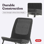 Keter Rio 3 Piece Resin Wicker Patio Furniture Set with Side Table and Outdoor Chairs for Front Porch and Backyard Decor, Dark Grey