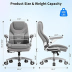 Big and Tall Office Chair with 5D Arms, 600lbs Fabric & PU Leather Heavy Duty Desk Chair, Adjustable Lumbar Support & Height, Tilt Function, High Back Ergonomic Executive Computer Chair