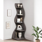 Tribesigns Corner Shelf, Modern 5-Tier Wall Corner Bookshelf, Stylish Corner Small Bookcase Storage Rack Plant Stand with Unique Shape for Living Room, Home Office, (1PC, Gray)