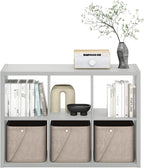 Furinno CUBICLE Book Shelf, 6-Cube Thick Frame Bookshelf, Horizontally & Vertically Reversible Bookcase with Open Back, 14.6 x 43.8 x 30, for Living Room, Bedroom, Home Office, Light Grey