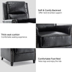 Lumibee Pushback Recliner Chair,Upholstered Wingback Chair for Small Spaces,2 Set of PU Leather Armchair for Living Room,Single Sofa Accent Chair Reading Seat for Balcony,Bedroom-Black