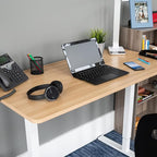 Stand Up Desk Store Electric Compact Standing Desk (Charcoal Frame/Natural Oak Top, 48” Wide)