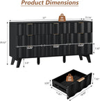 9 Drawer Dresser, Modern Fluted Storage Dresser with Deep Drawers and Metal Handles, Wood Chest of Drawers Storage Organizer for Bedroom, Living Room, Hallway (Black)