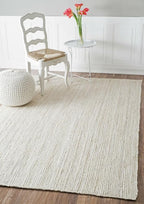 nuLOOM 8x10 Rigo Jute Hand Woven Area Rug, Off White, Solid Farmhouse Design, Natural Fiber, For Bedroom, Living Room, Dining Room, Hallway, Office, Kitchen, Entryway