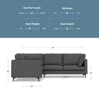 SIMPLIHOME Ava Corner Sectional Sofa in 100% Recycled Polyester Tightly Woven Performance Fabric, Pebble Grey, 102-inches Wide, Handcrafted Mid-Century Modern Style L-Shaped Couch for Living Room