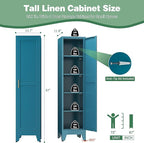 Tall Bathroom Storage Cabinet, 67" Narrow Metal Cabinets with One Door, Freestanding Tall Linen Cabinet, Skinny Metal Storage Locker for Home Office, Living Room