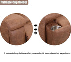 CANMOV Leather Recliner Chair Set of 2, Classic and Traditional Manual Recliner Chair with Overstuffed Arms and Back, Manual Single Sofa with Concealed Cup Holders,Brown