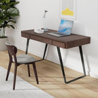 SIMPLIHOME Lowry Desk - 54-Inch Wide Solid Acacia Wood and Metal Writing Desk in Distressed Charcoal Brown, Modern Industrial Home Office Computer Table with 2 Drawers and Flip-Down Keyboard Tray