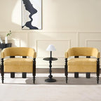 LOULENS Barrel Accent Chair, Vintage Chenille Upholstered Lounge Chair with Solid Wood Legs, Comfy Leisure Side Armchair for Living Room, Bedroom, Reading Nook, Corner, Yellow