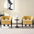 LOULENS Barrel Accent Chairs Set of 2, Vintage Chenille Upholstered Lounge Chair with Solid Wood Legs, Comfy Leisure Side Armchair for Living Room, Bedroom, Reading Nook, Corner, Yellow